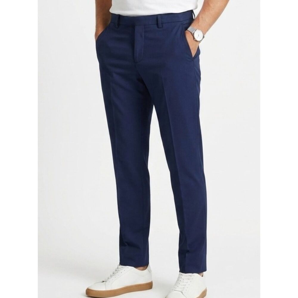 Slim Flat‎ Front Zara Man Navy Stretch Trouser Pants Size 30
